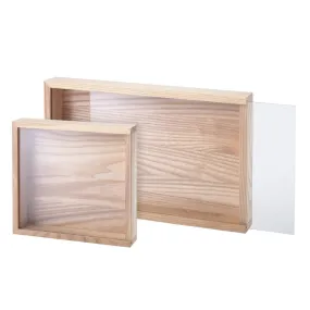Boîte décorative en bois avec couvercle en verre - Boesner
